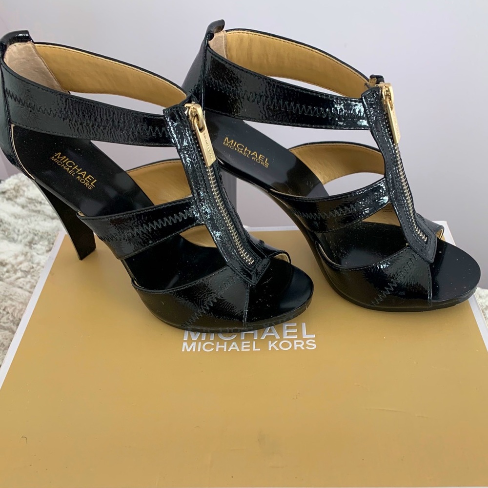 Michael Kors Berkley T Strap Patent Heels